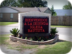 Second Baptist monochrome LED - Texas LED Sign Company